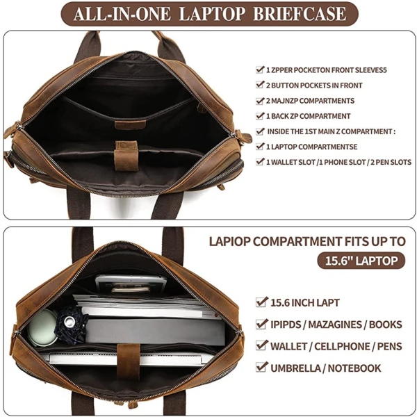 Leather Briefcases 18 inch Laptop